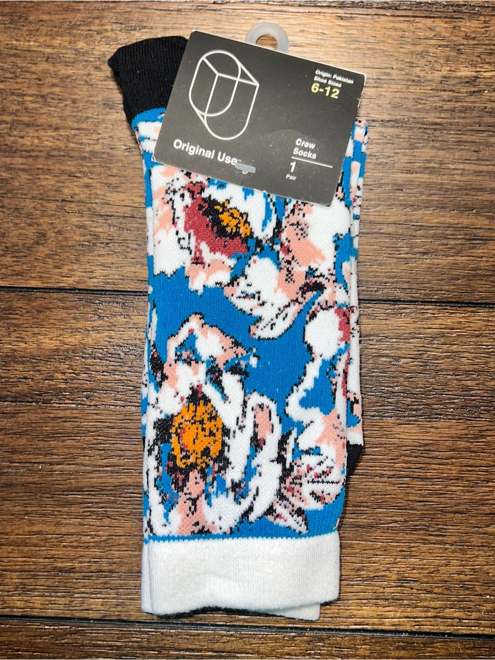 Original Use Blue Floral Crew Socks - Men's